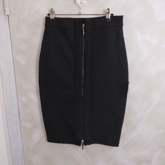 M Bandage Midi Skirt By Fashion House Pencil Wiggle Black Continuous Zipper - Picture 1 of 10